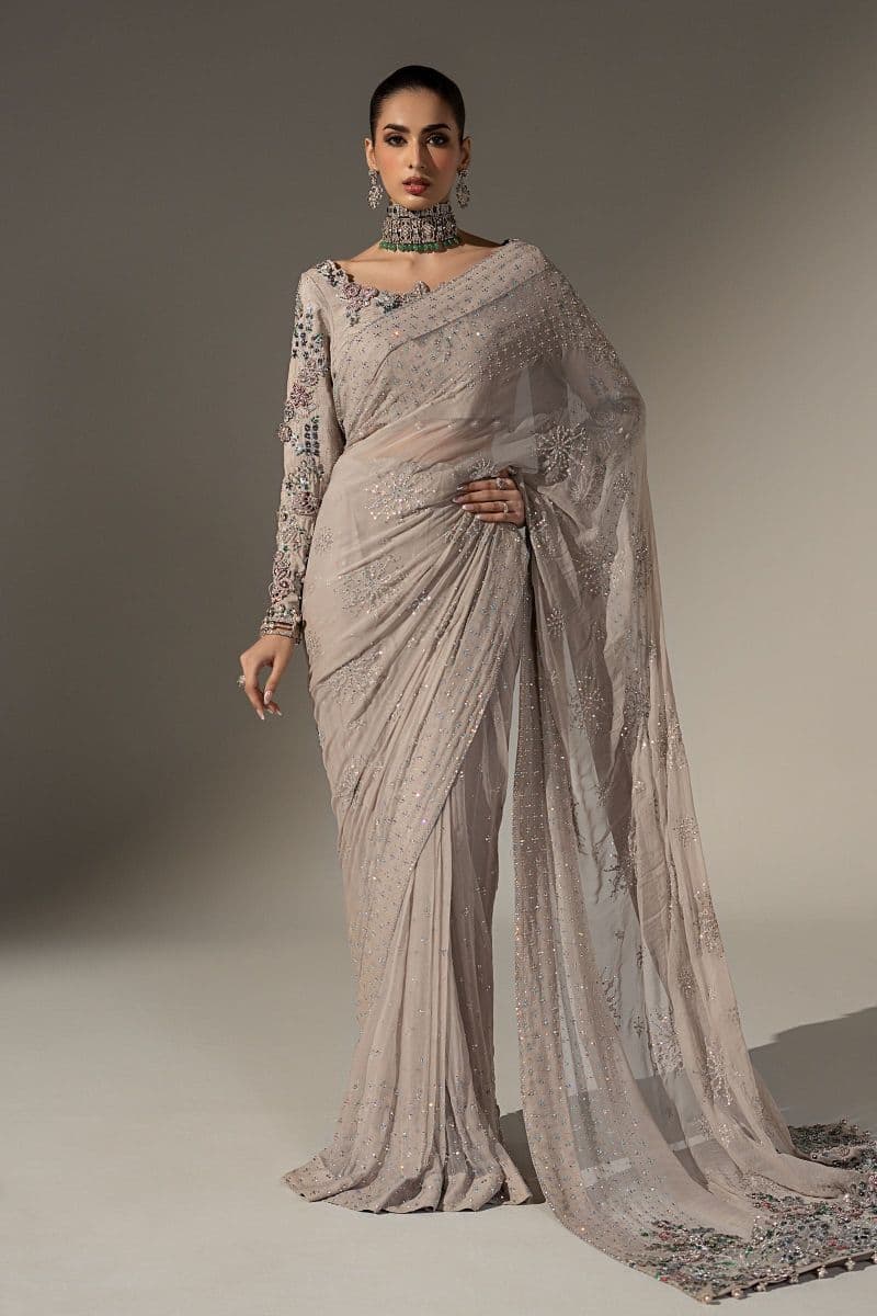 Embroidered Chiffon Saree