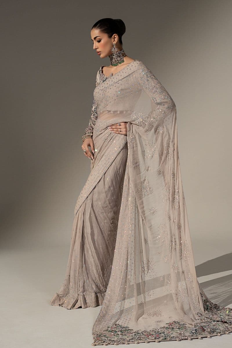 Embroidered Chiffon Saree