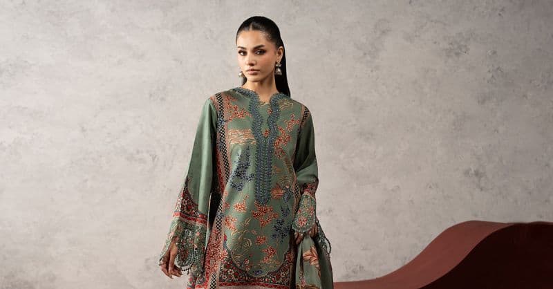 3 Piece Embroidered Cambric Suit thumbnail