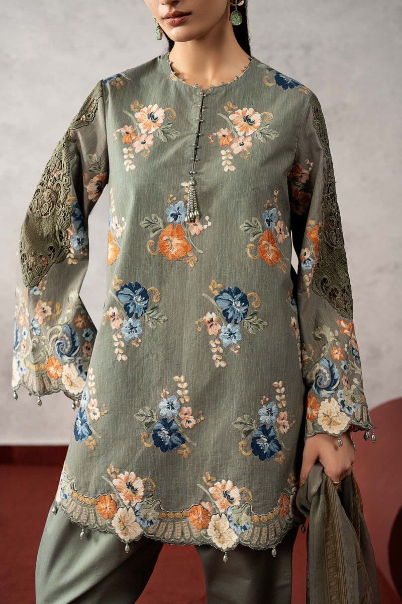 3 Piece Embroidered Cambric Suit thumbnail