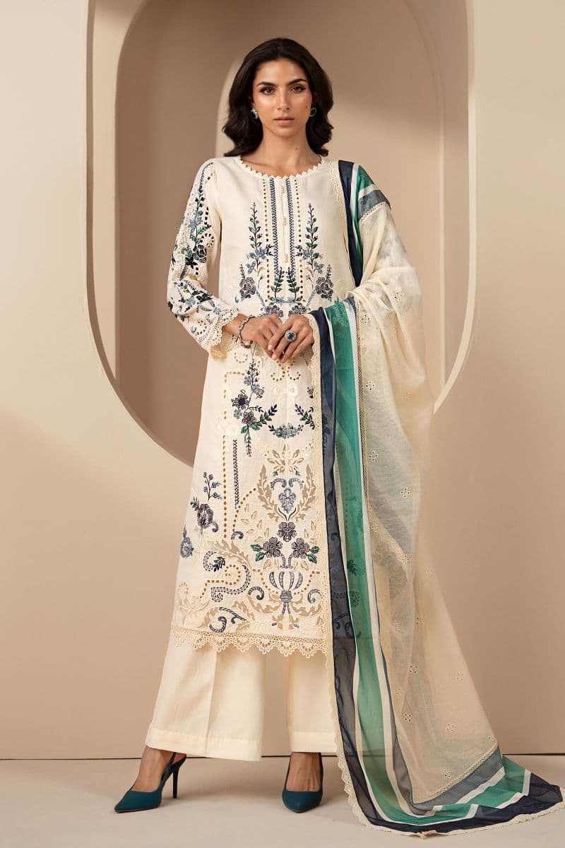 3 Piece Embroidered Jacquard Lawn Suit thumbnail
