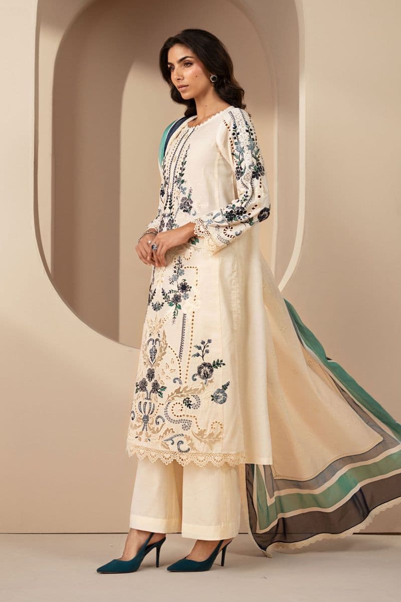 3 Piece Embroidered Jacquard Lawn Suit thumbnail