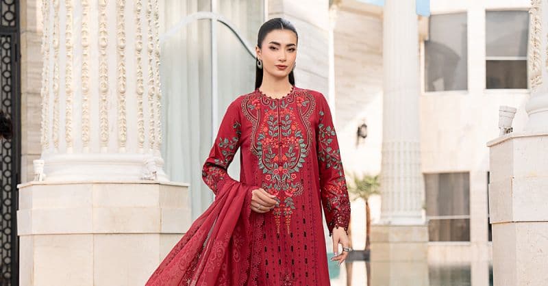 3 Piece Embroidered Jacquard Lawn Suit thumbnail