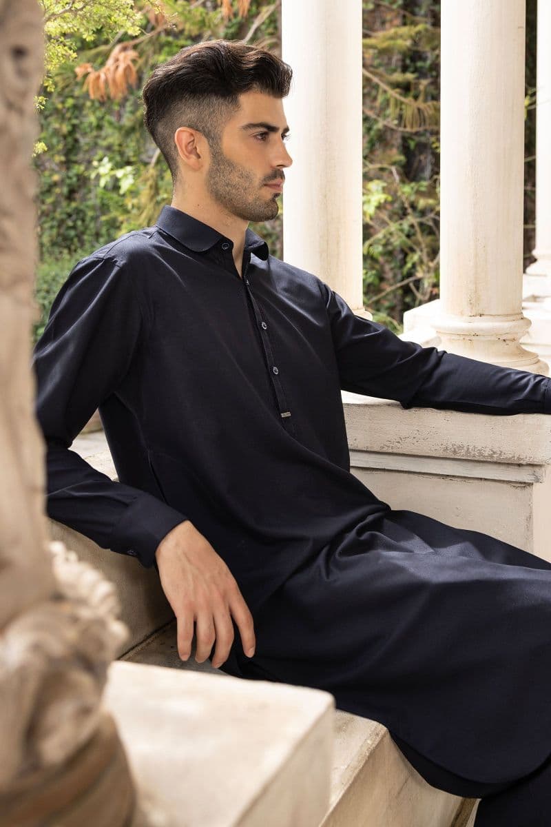 2 Piece Embroidered Blended Suit