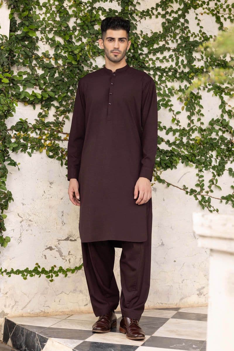 2 Piece Embroidered Blended Suit