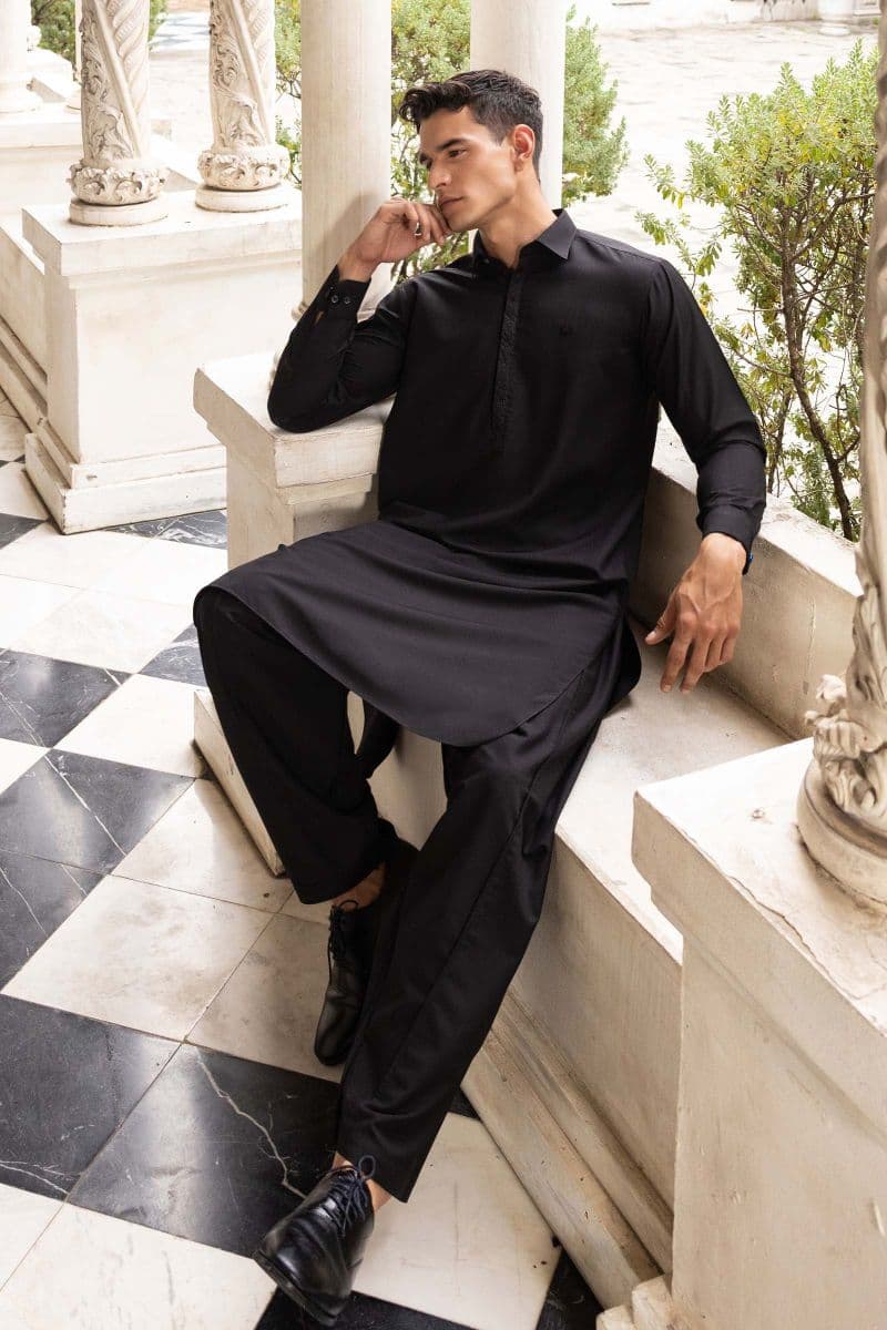 2 Piece Embroidered Blended Suit thumbnail
