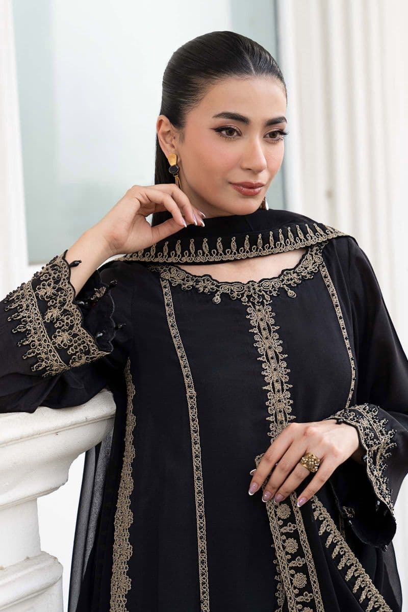 3 Piece Embroidered Raw Silk Suit thumbnail