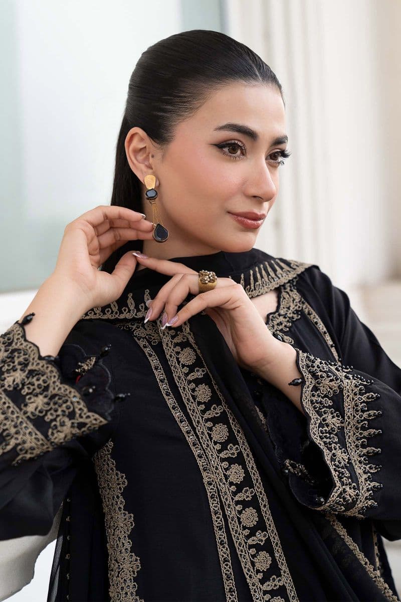 3 Piece Embroidered Raw Silk Suit thumbnail