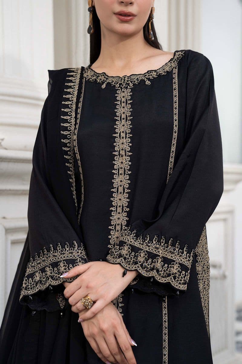 3 Piece Embroidered Raw Silk Suit thumbnail