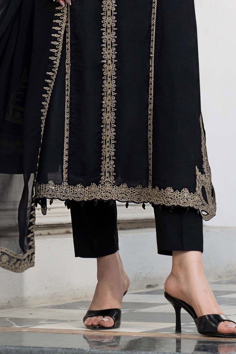 3 Piece Embroidered Raw Silk Suit thumbnail