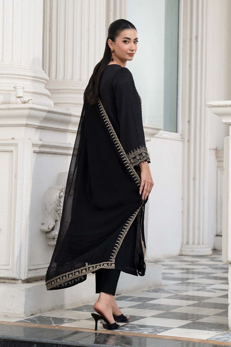 3 Piece Embroidered Raw Silk Suit thumbnail