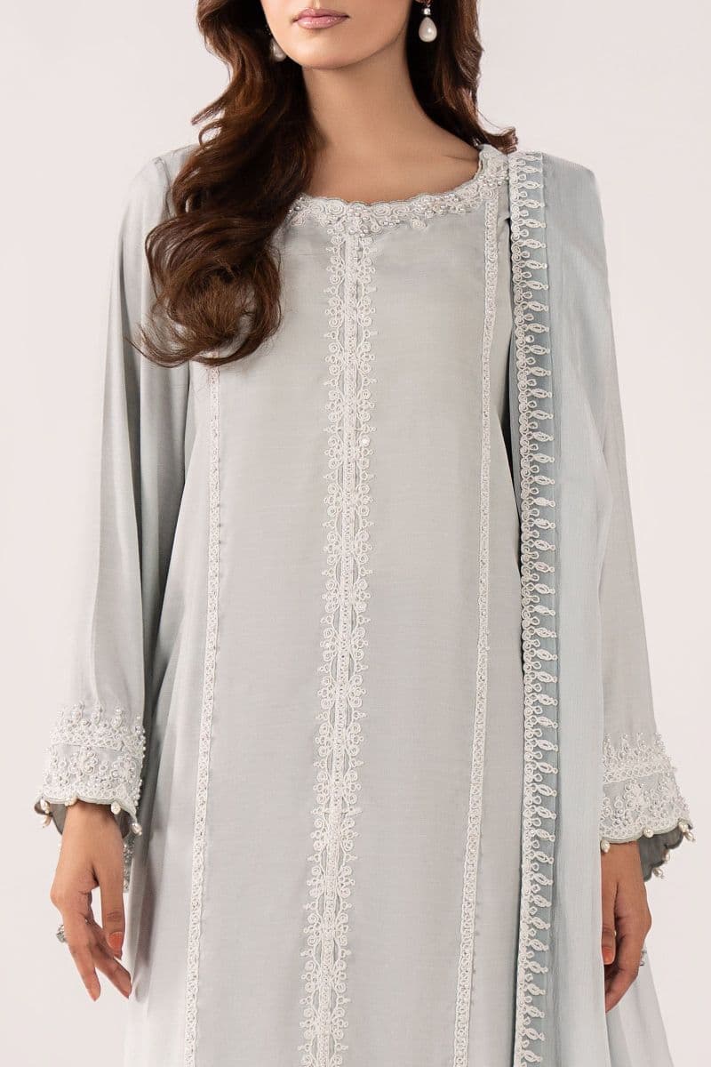 3 Piece Embroidered Raw Silk Suit thumbnail