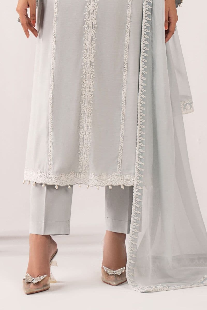 3 Piece Embroidered Raw Silk Suit thumbnail