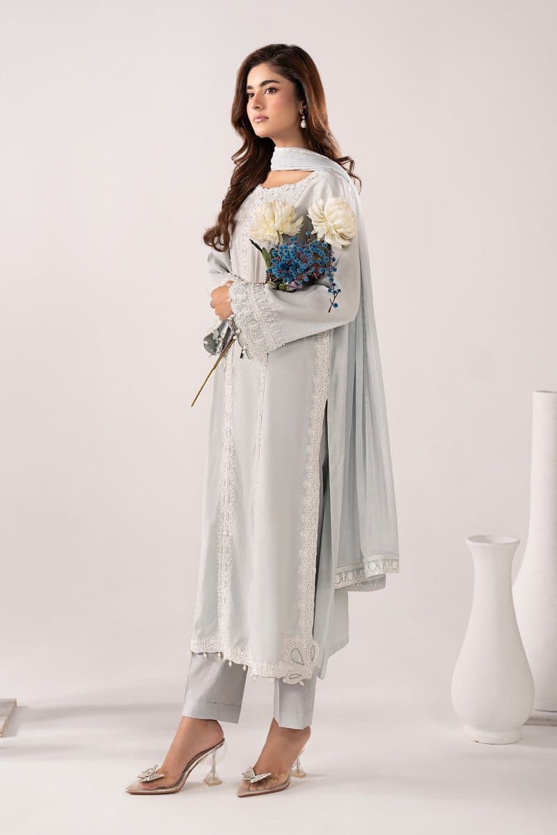 3 Piece Embroidered Raw Silk Suit thumbnail