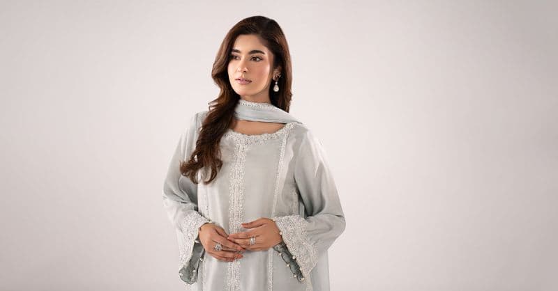3 Piece Embroidered Raw Silk Suit thumbnail