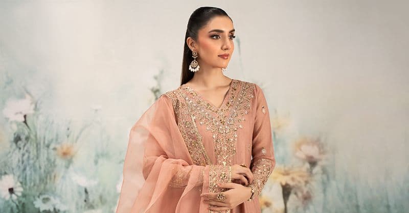 3 Piece Embroidered Cotton Net Suit thumbnail
