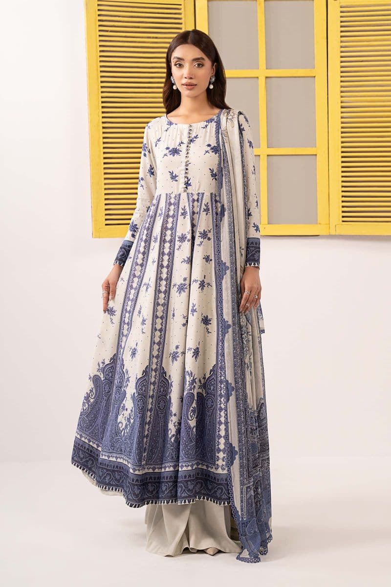 3 Piece Embroidered Pk Raw Silk Suit