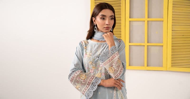 3 Piece Embroidered Dobby Lawn Suit thumbnail
