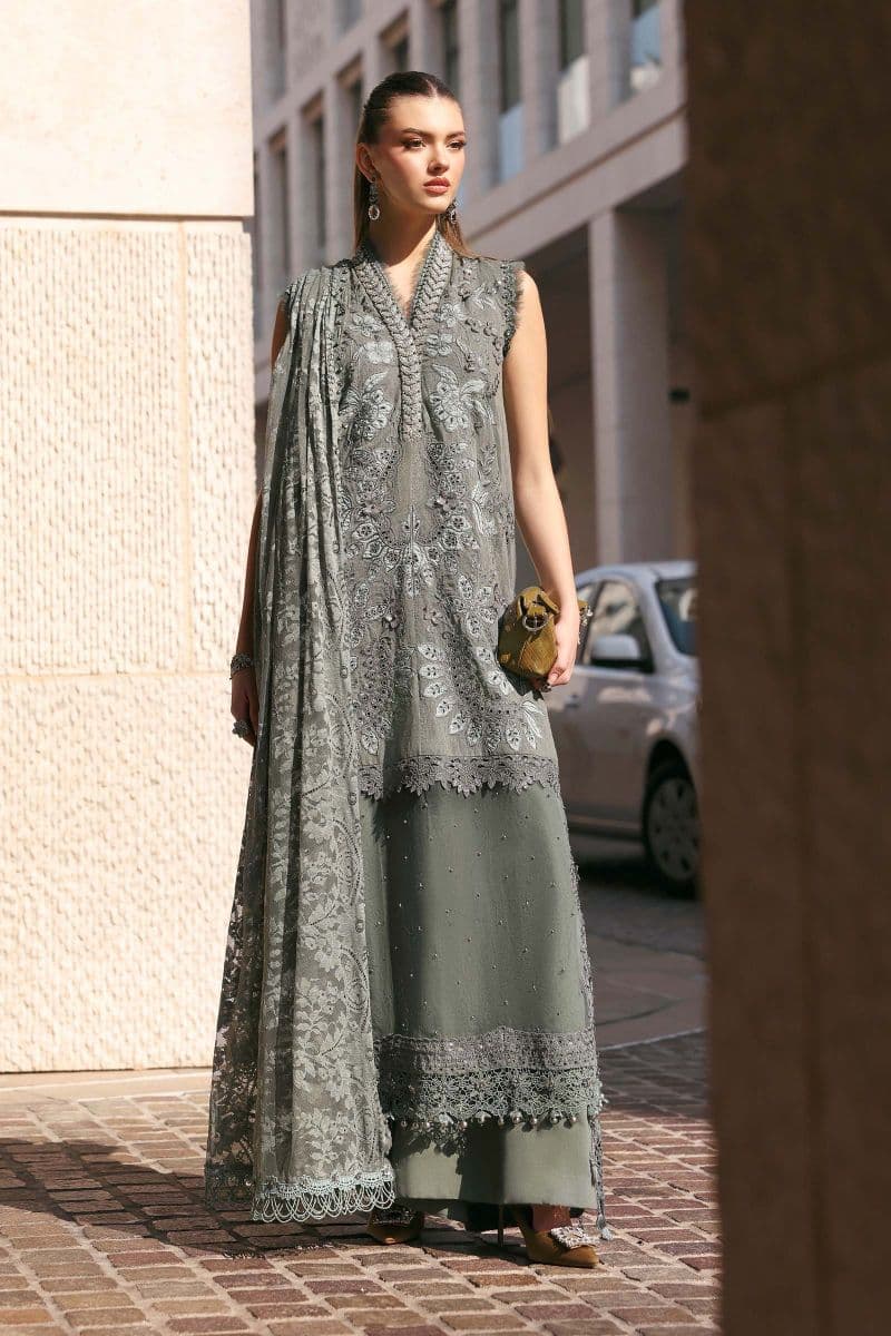 3 Piece Unstitched Embroidered Lawn Karandi Suit thumbnail