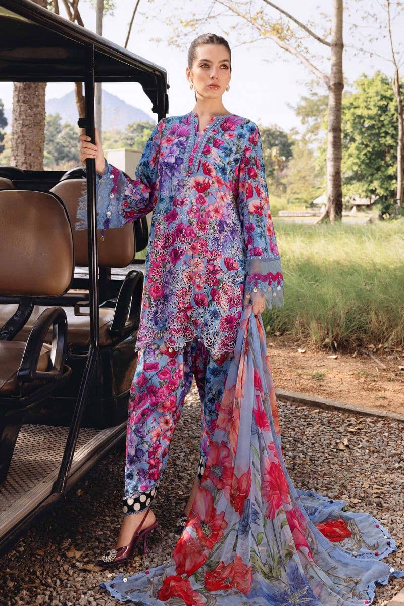 3 Piece Unstitched Embroidered Lawn Suit thumbnail