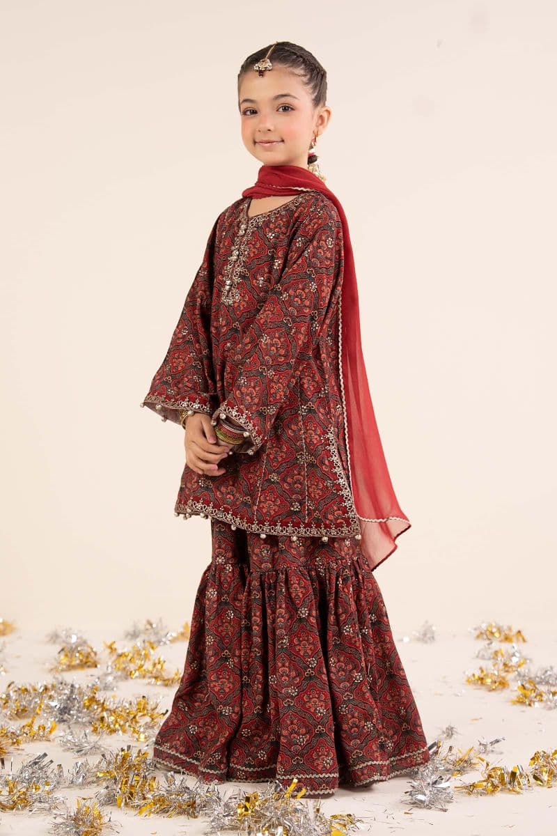 3 Piece Embroidered Raw Silk Suit thumbnail