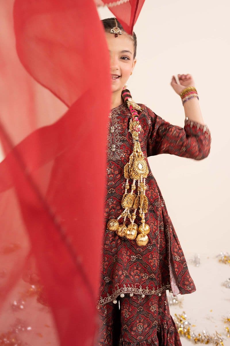 3 Piece Embroidered Raw Silk Suit thumbnail