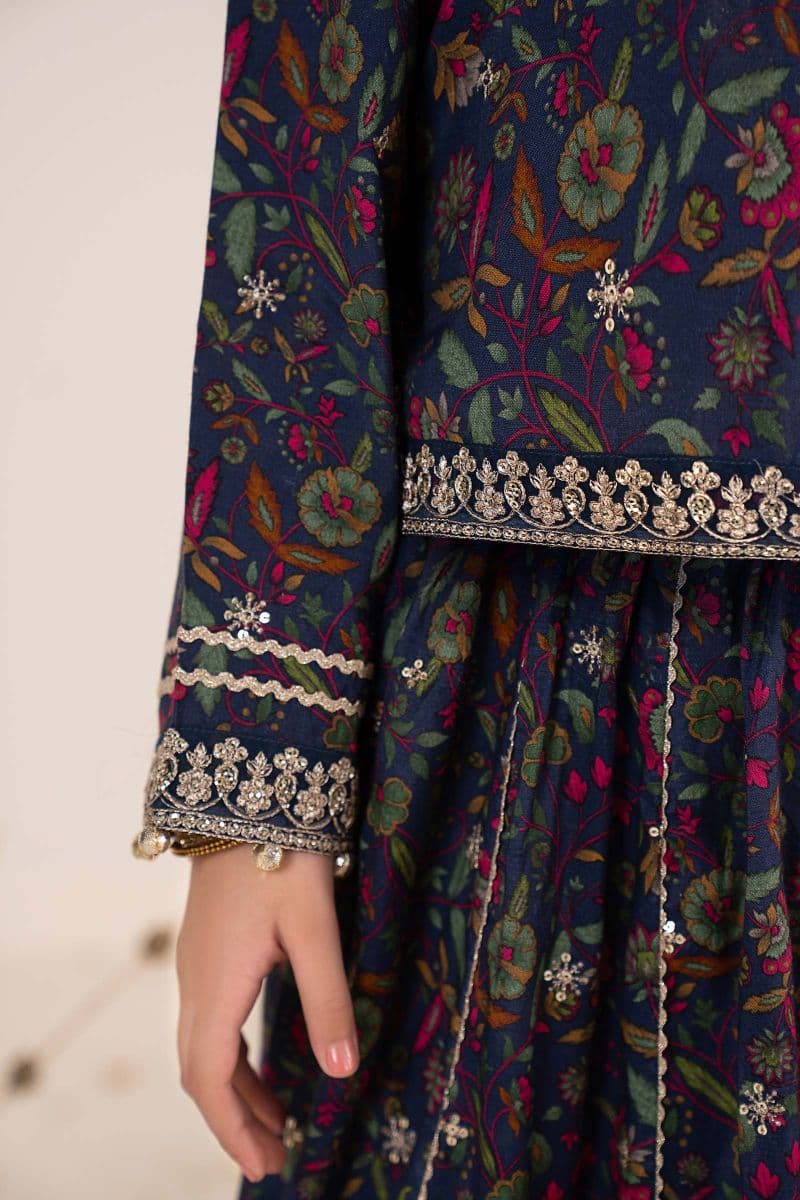 3 Piece Embroidered Raw Silk Suit