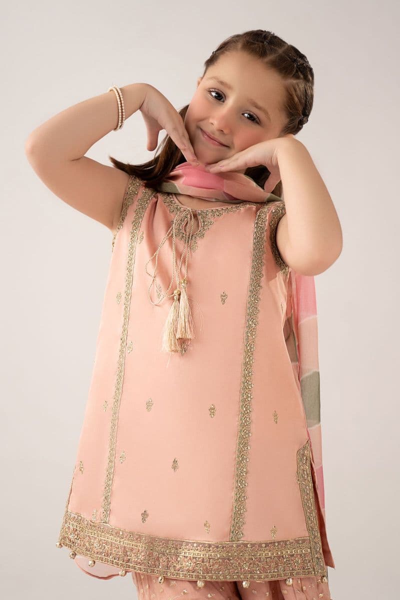 3 Piece Embroidered Cotton Satin Suit thumbnail