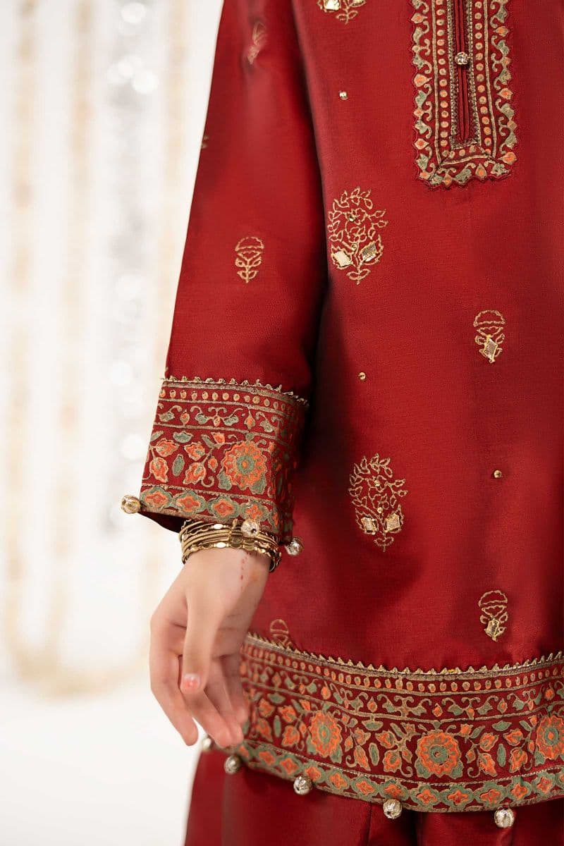 3 Piece Printed Two Tone Silk Suit thumbnail