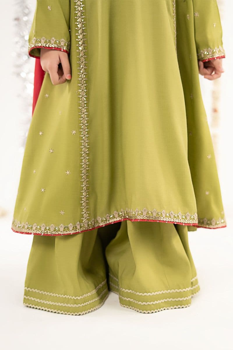 3 Piece Embroidered Raw Silk Suit