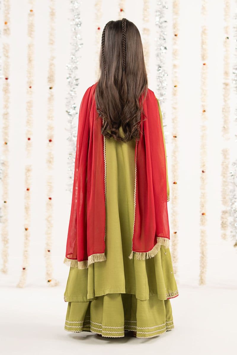 3 Piece Embroidered Raw Silk Suit