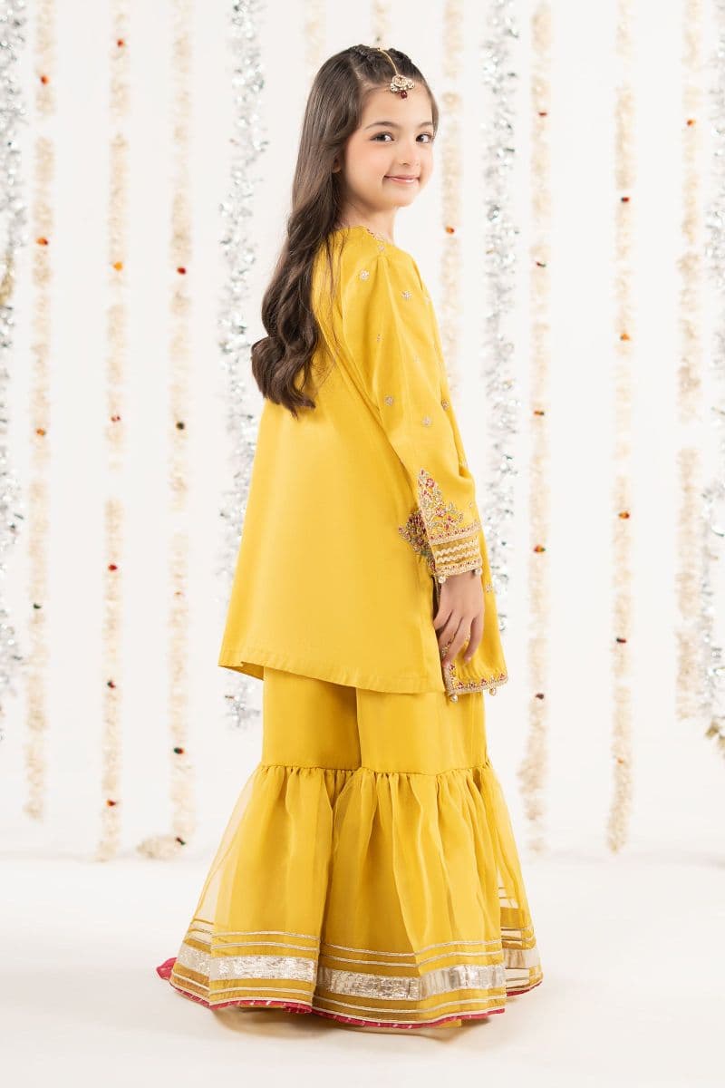 3 Piece Embroidered Raw Silk Suit