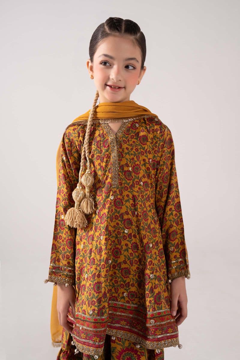 3 Piece Embroidered Raw Silk Suit thumbnail