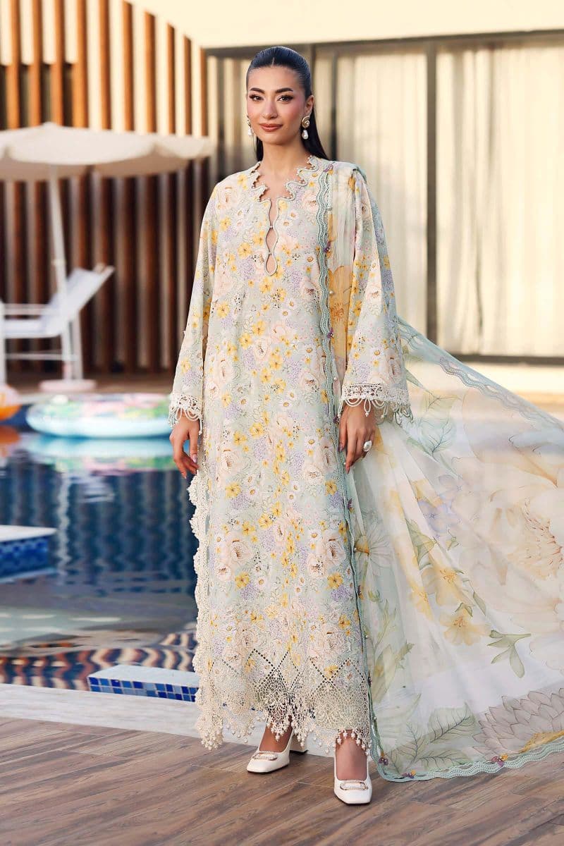 3 Piece Unstitched Embroidered Lawn Suit