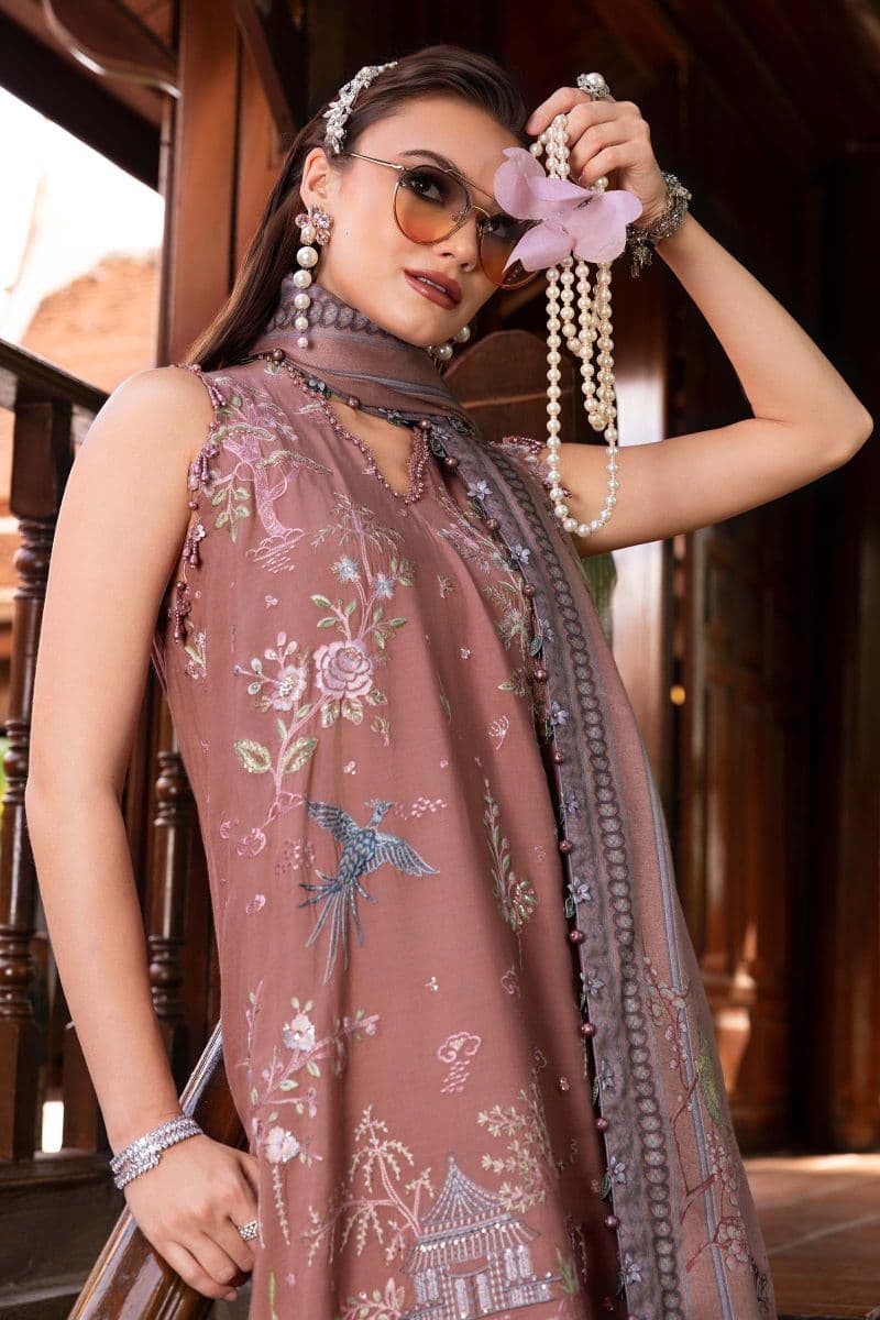 3 Piece Unstitched Embroidered Twill Linen Suit