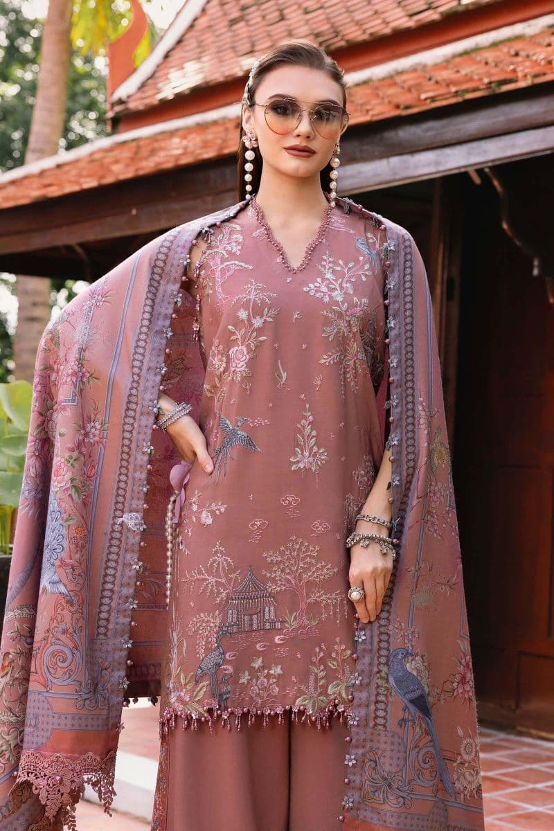 3 Piece Unstitched Embroidered Twill Linen Suit
