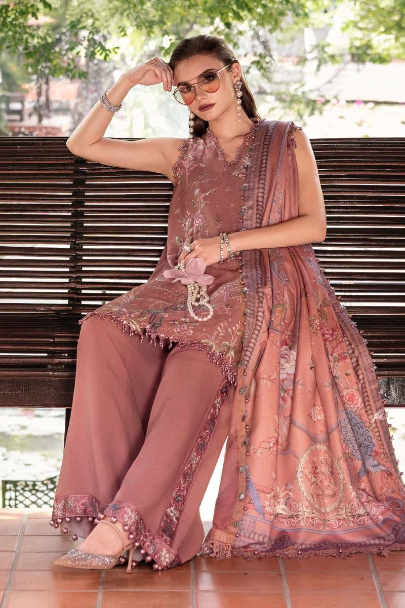 3 Piece Unstitched Embroidered Twill Linen Suit