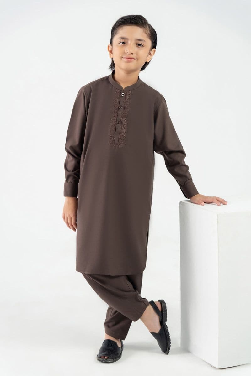 2 Piece Embroidered Blended Suit