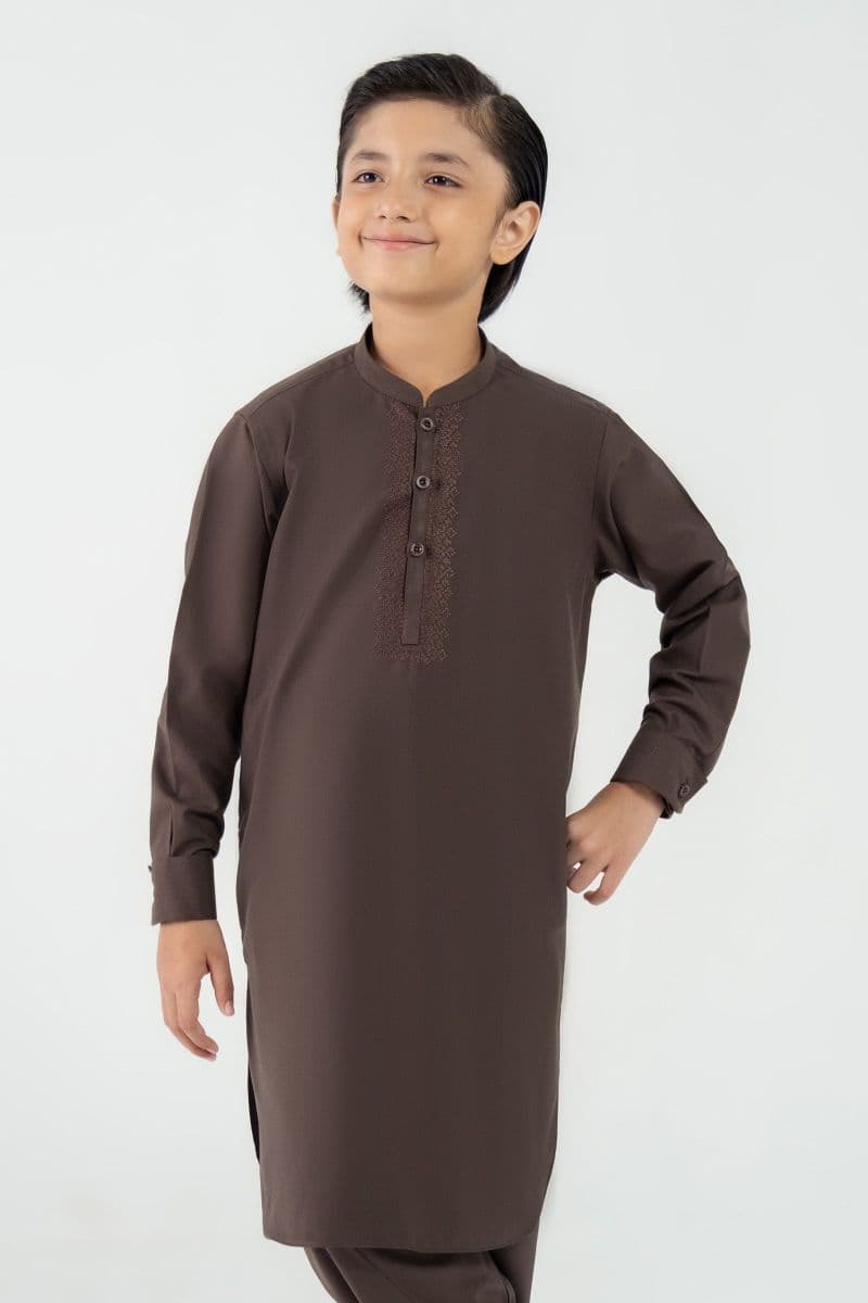 2 Piece Embroidered Blended Suit