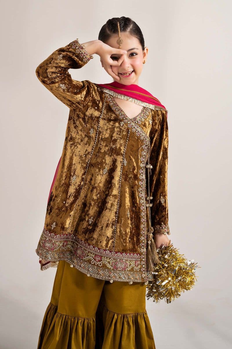 3 Piece Embroidered Velvet Suit