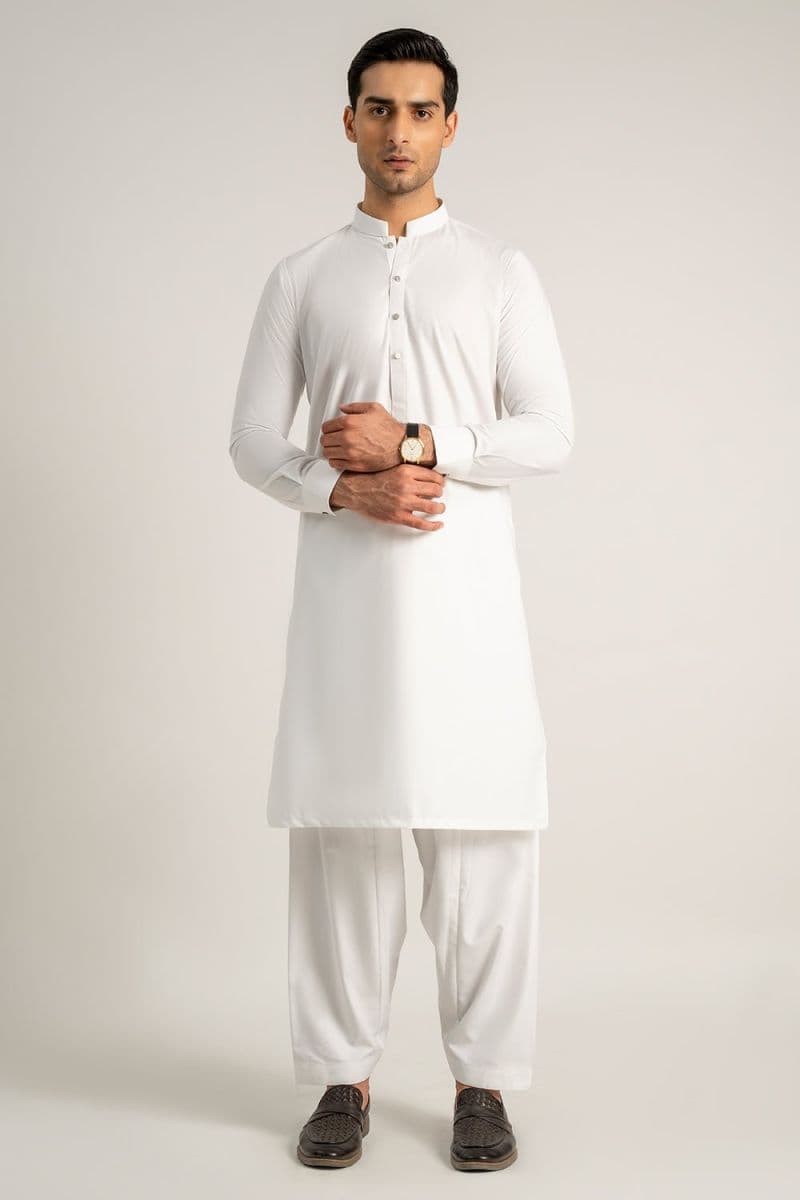 Off White Blended Kameez Shalwar