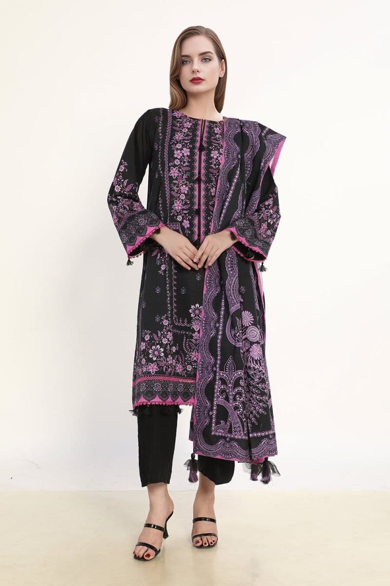 3 Piece - Printed khaddar Suit