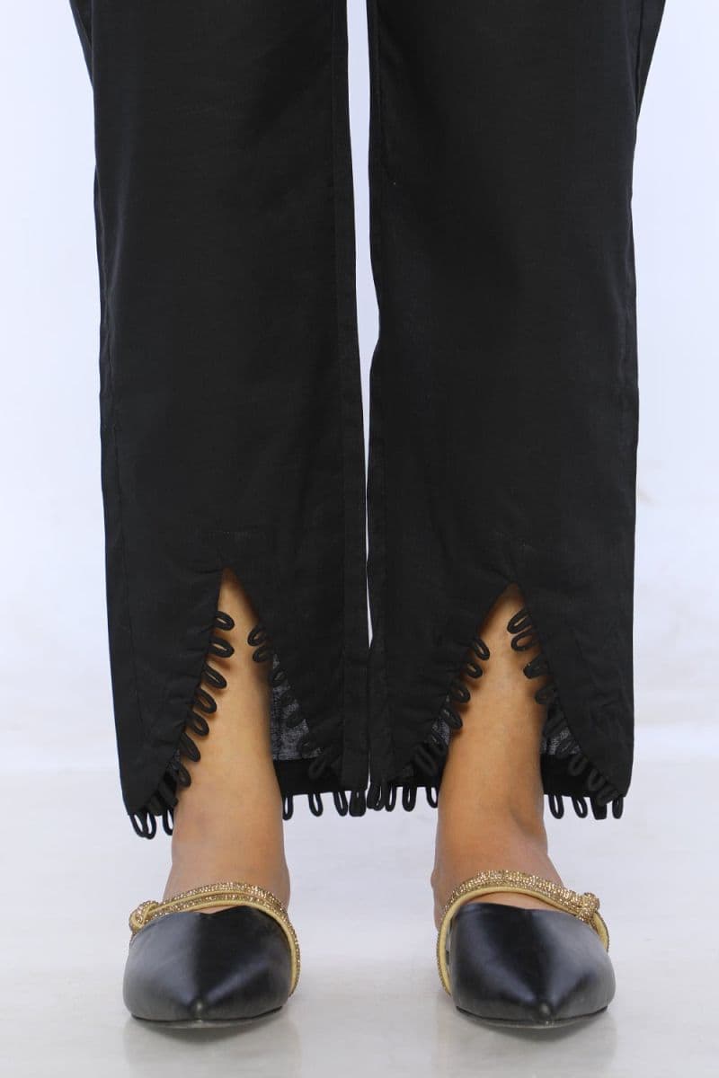 Black Cambric Embroidered Trouser