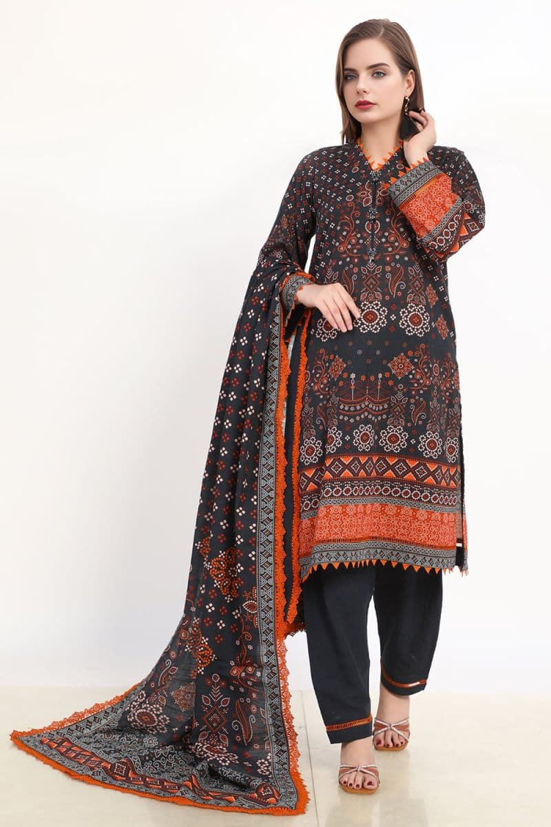 3 Piece - Printed Khaddar Suit