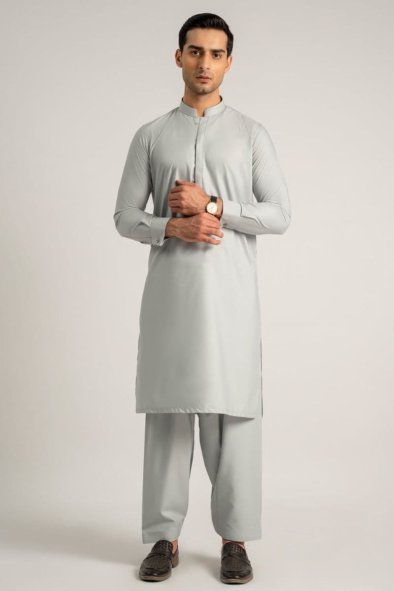 Light Grey Blended Kameez Shalwar