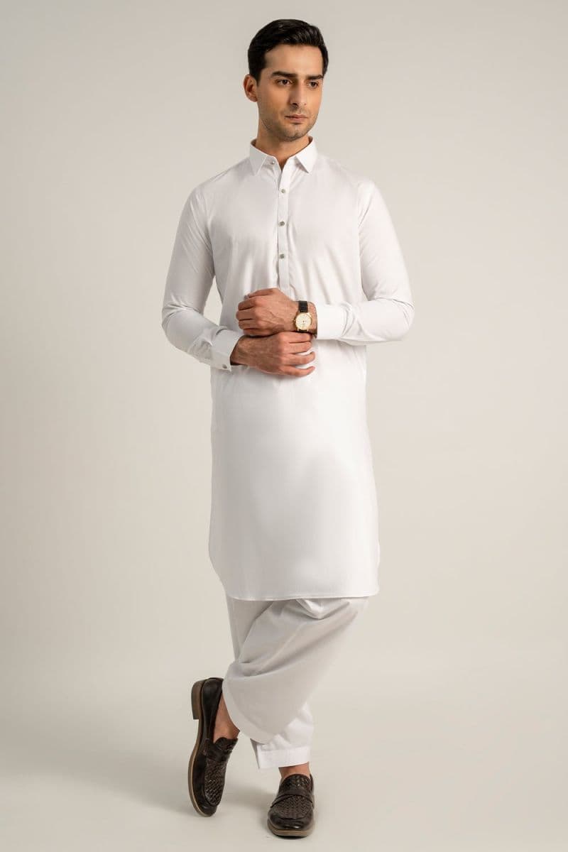 White Cotton Kameez Shalwar