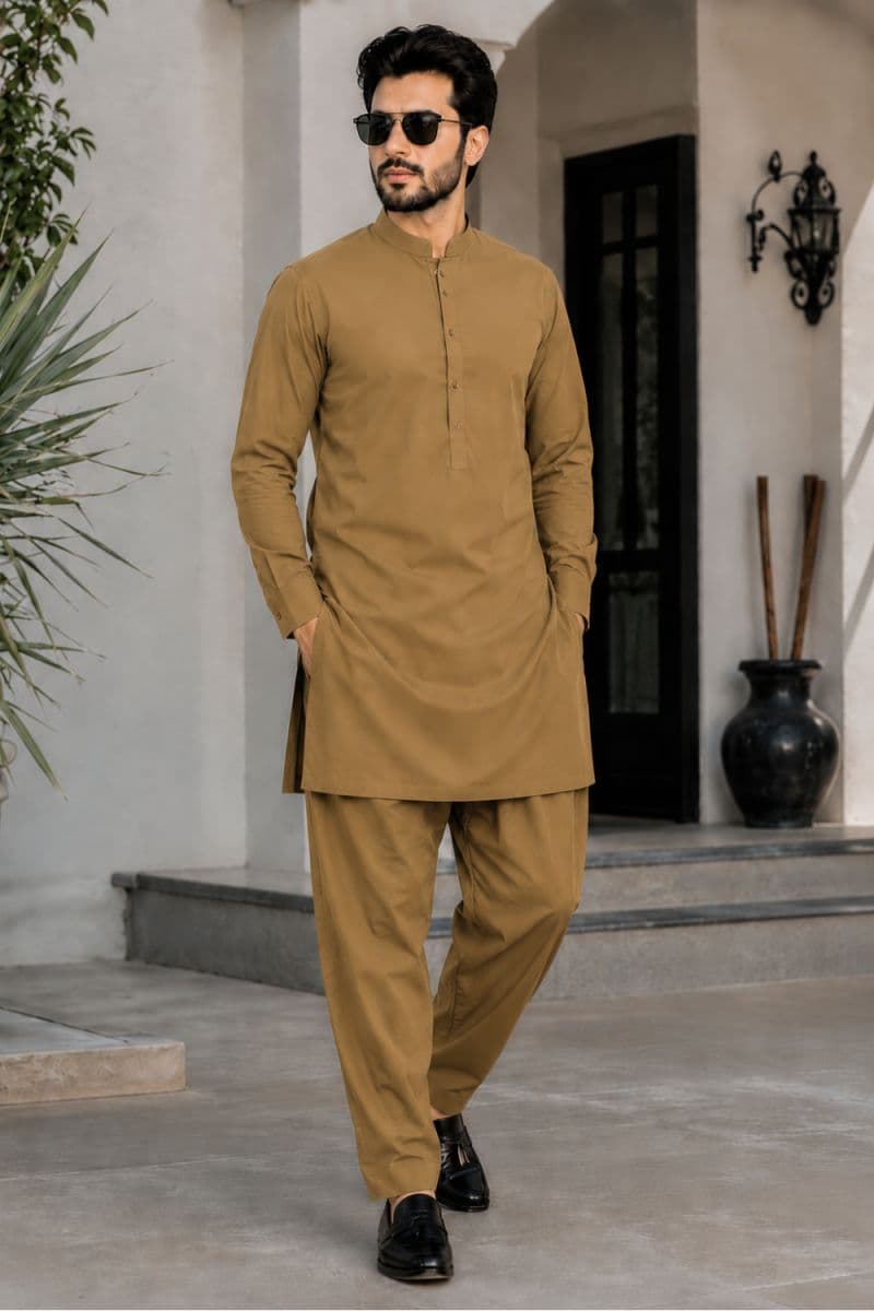Men's Cotton Kameez Shalwar – BROWN thumbnail