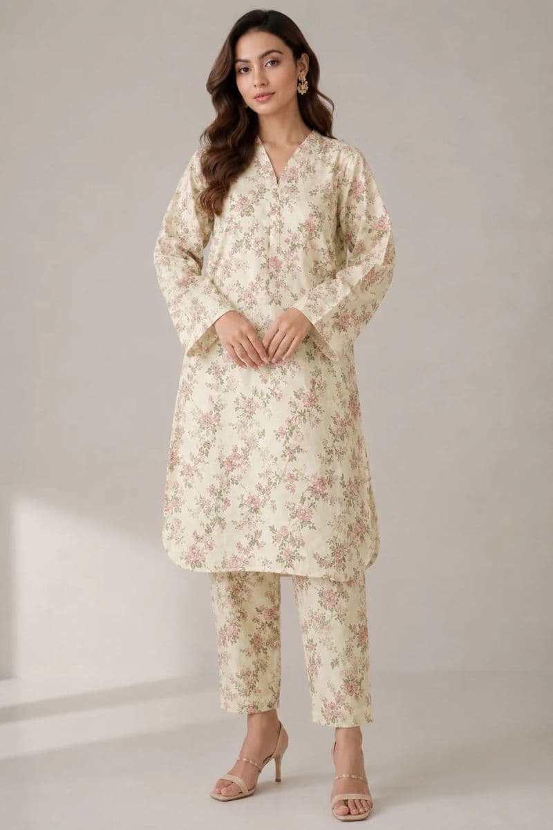 2-PIECE PRINTED CAMBRIC SUIT
