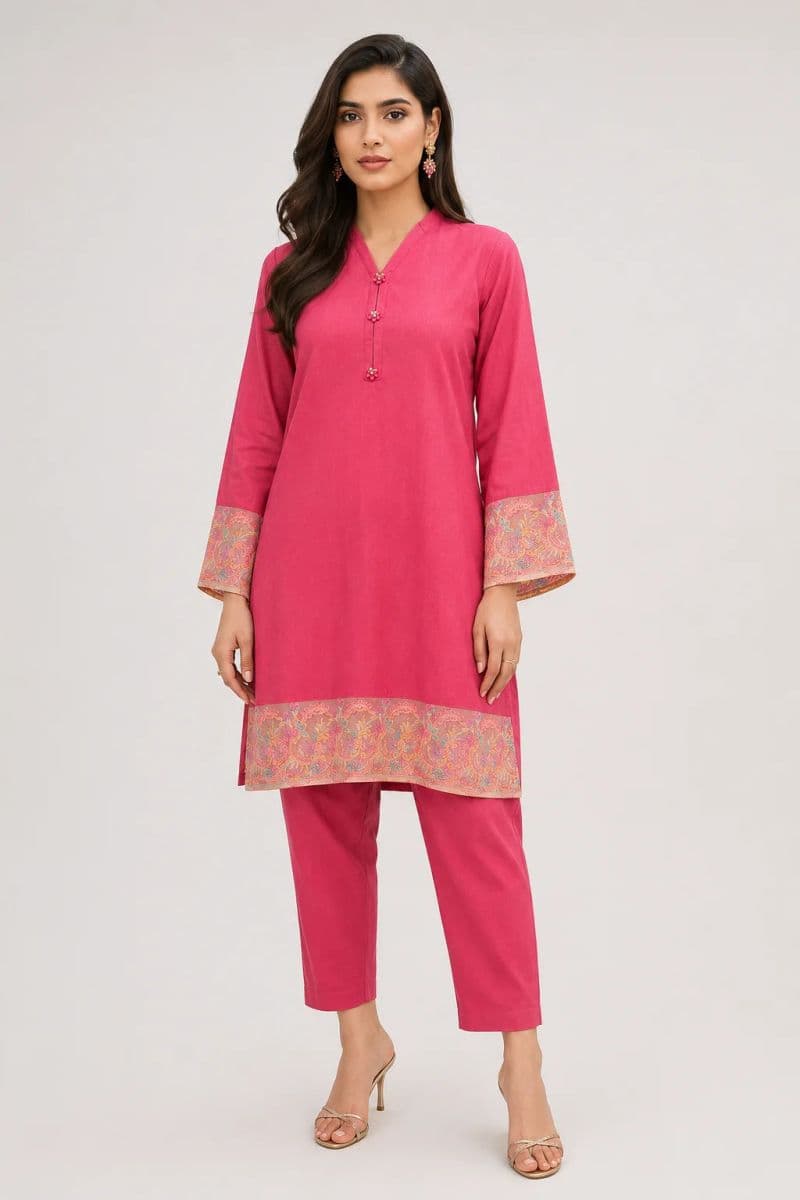 2 Piece - Embroidered Cambric Suit