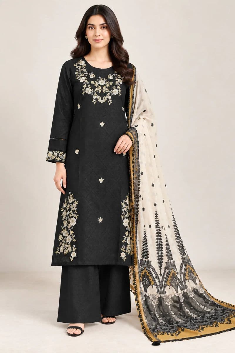 3 PIECE - EMBROIDERED JACQUARD SUIT thumbnail